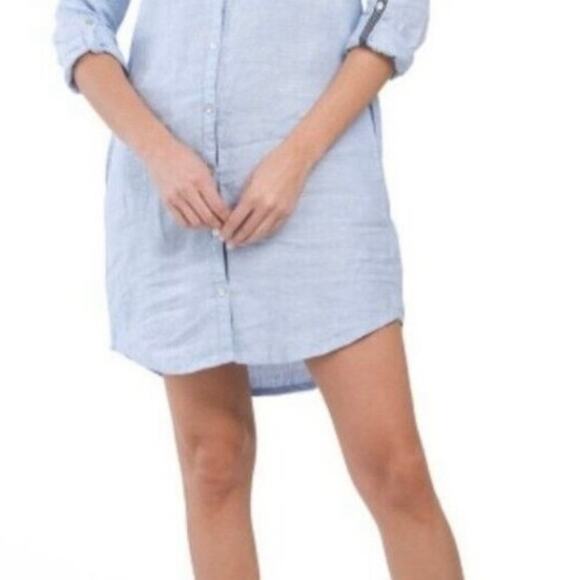 C&C California 100% Linen Shirt Dress Light Blue Size Small - Picture 1 of 7